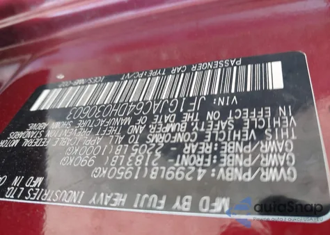 2013 Subaru Impreza 2.0I Premium from USA, damaged, VIN JF1GJAC64DH030603